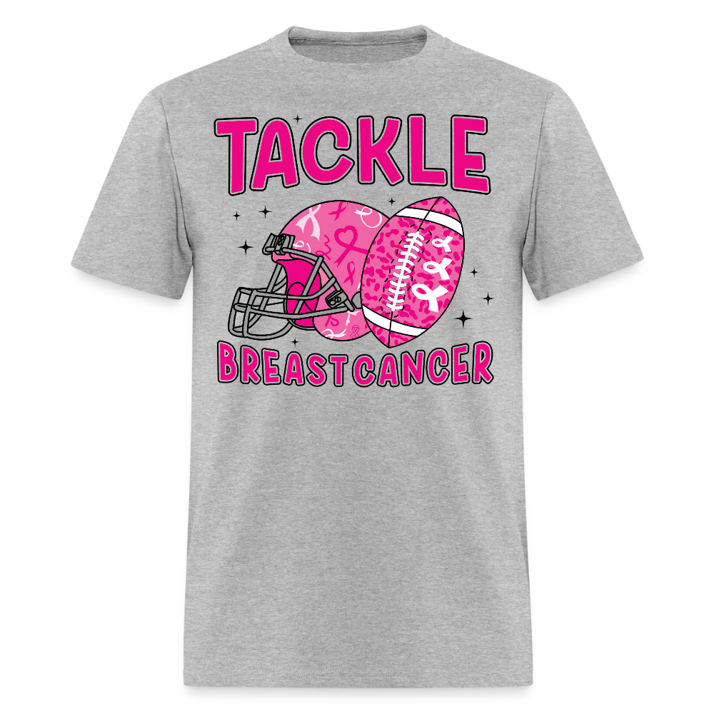 Tackle Breast Cancer Football T-Shirt - heather gray