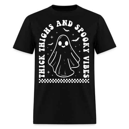 Thick Thighs and Spooky Vibes Halloween T-Shirt - black