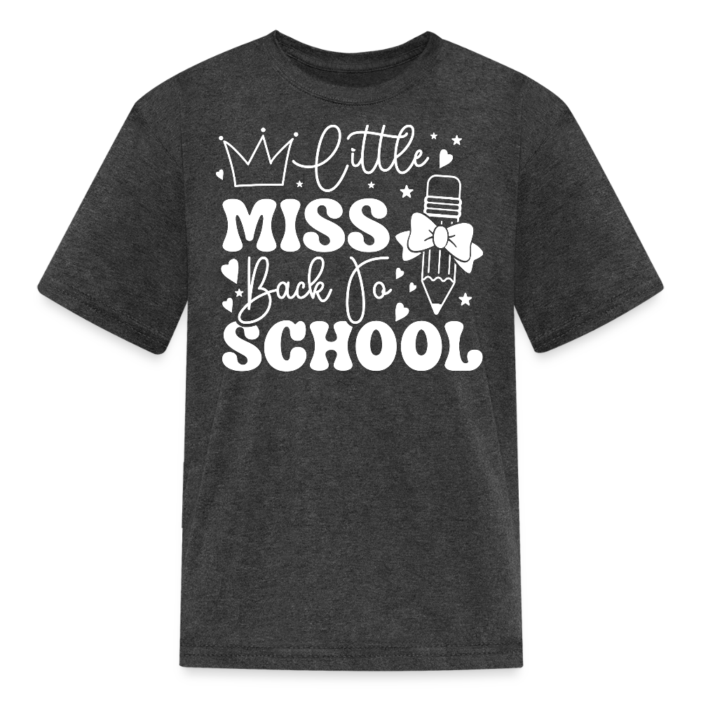 Little Miss Back To School Pencil T-Shirt - heather black