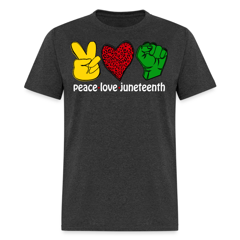 Juneteenth Peace Love African American Pride T-shirt - heather black