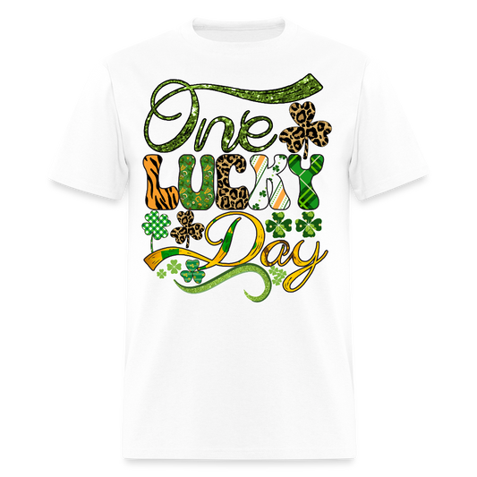 One Lucky Day Leopard Print Irish T-shirt - white
