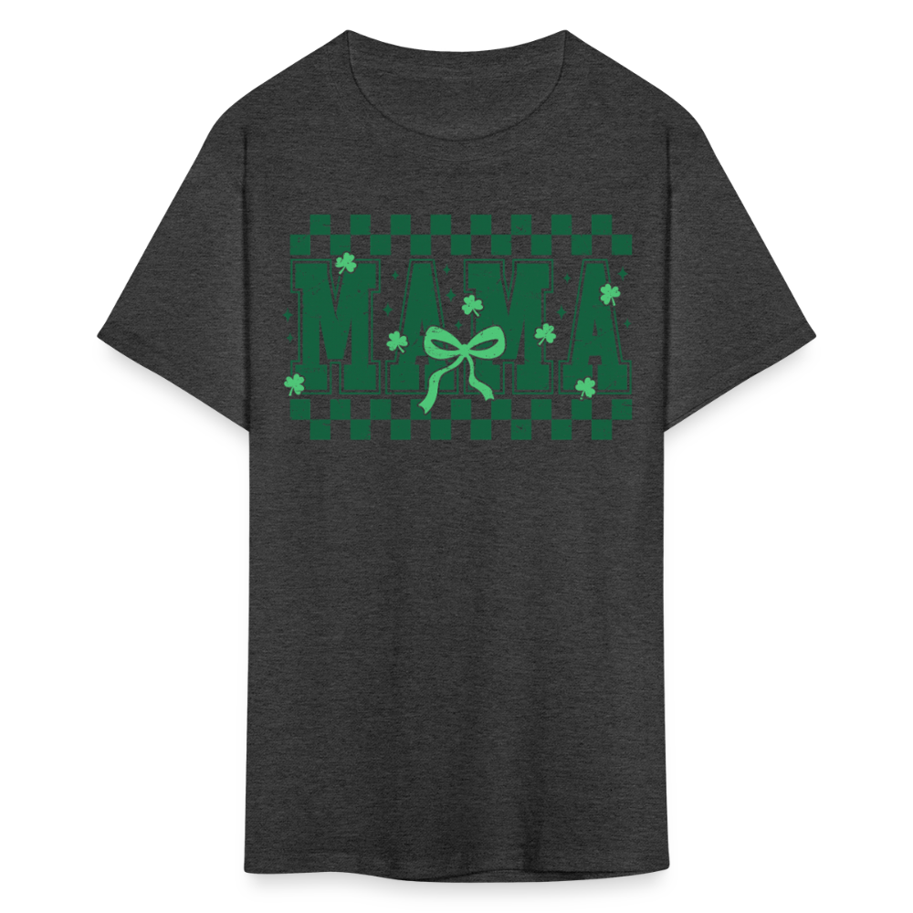 Distressed Lucky Mama Clover St. Patrick's Day Gift Tee - heather black