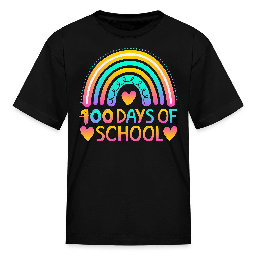 Rainbow 100 Days of School Kids' T-Shirt - black