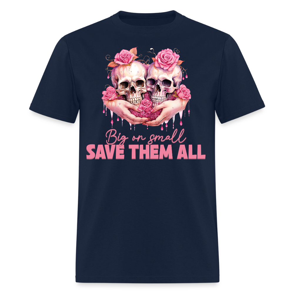 Big on small, Save Them All Halloween Skull T-Shirt - navy