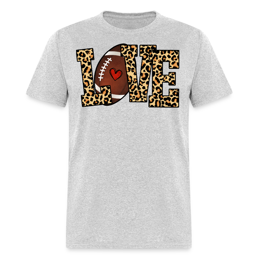 Leopard Heart Football T-shirt - heather gray