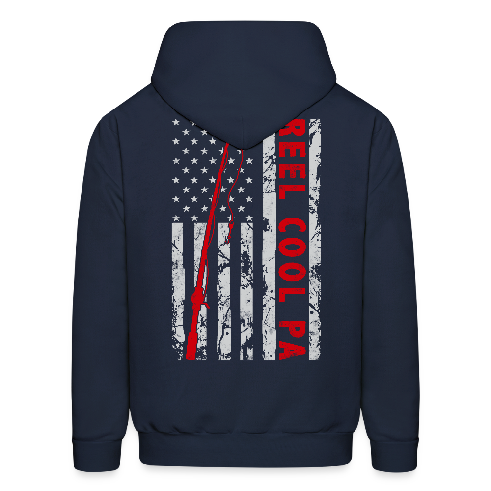 Reel Cool Pa Rustic American Flag Fishing Hoodie - navy