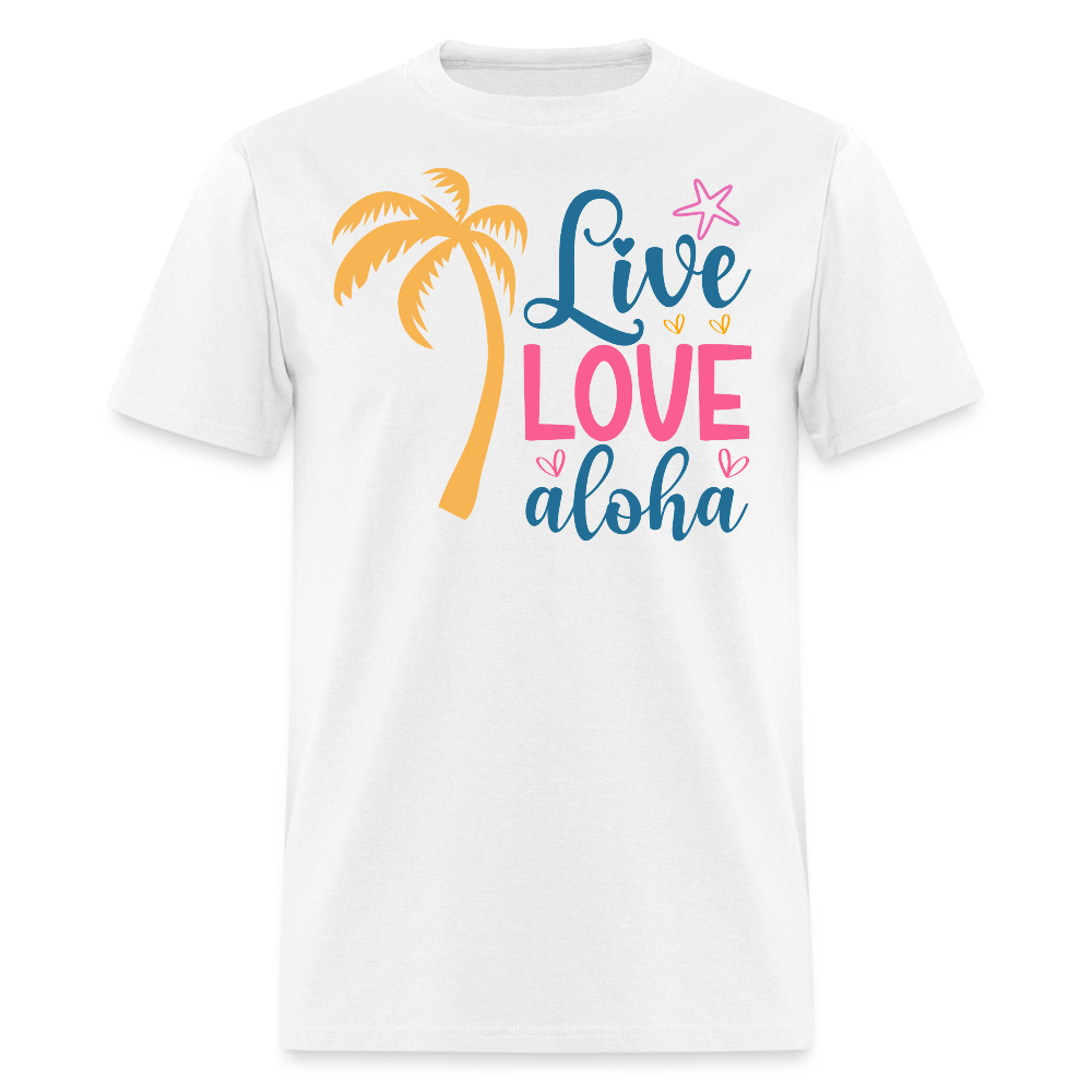 Live Love Aloha Tropical Vacation T-shirt - white
