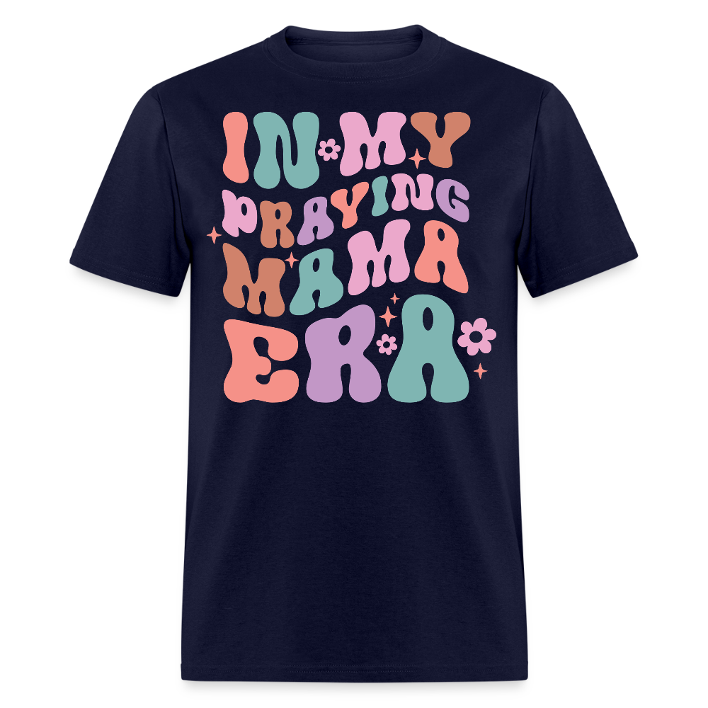 Christian Mom Retro Graphic Tee Praying Mama Faith T-shirt - navy