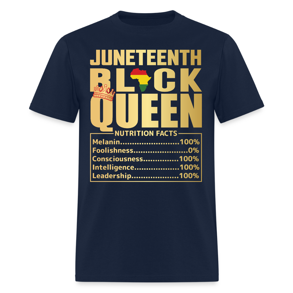 Juneteenth Black Queen African Heritage T-Shirt - navy