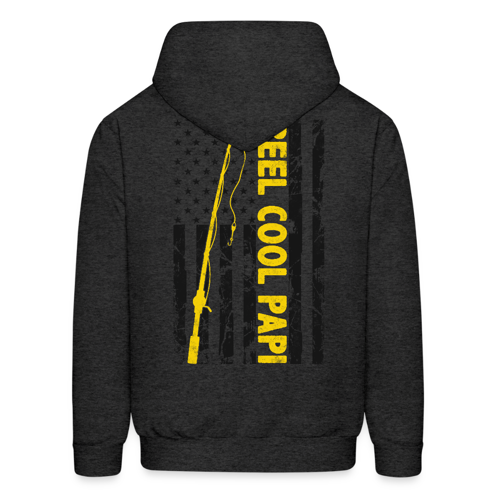 Reel Cool Papi Patriotic Fishing Gift For Men Hoodie - charcoal grey