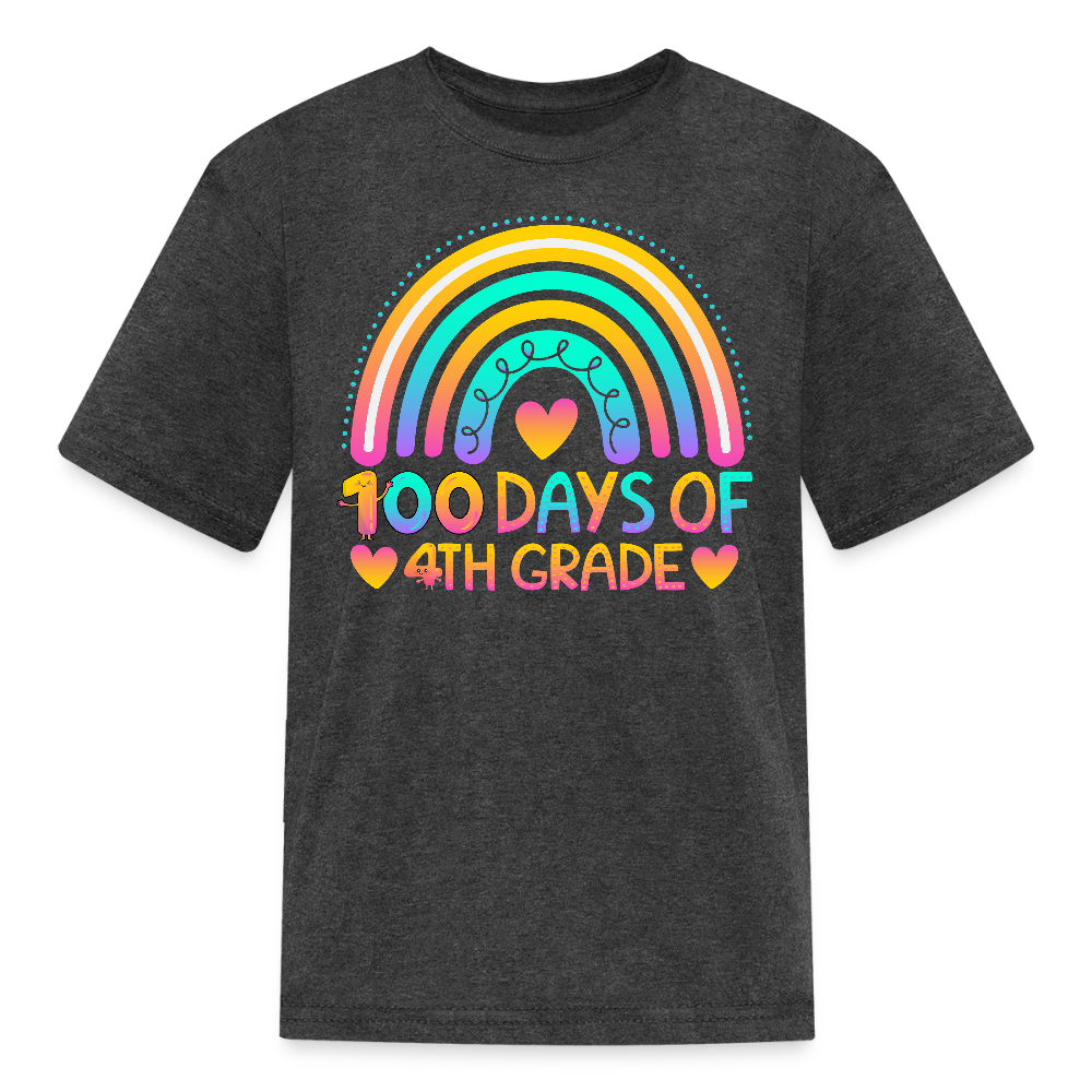 4th Grade 100 Days Celebration Kids' T-Shirt - heather black