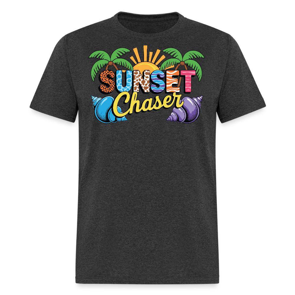 Sunset Chaser Tropical Beach Vacation T-shirt - heather black