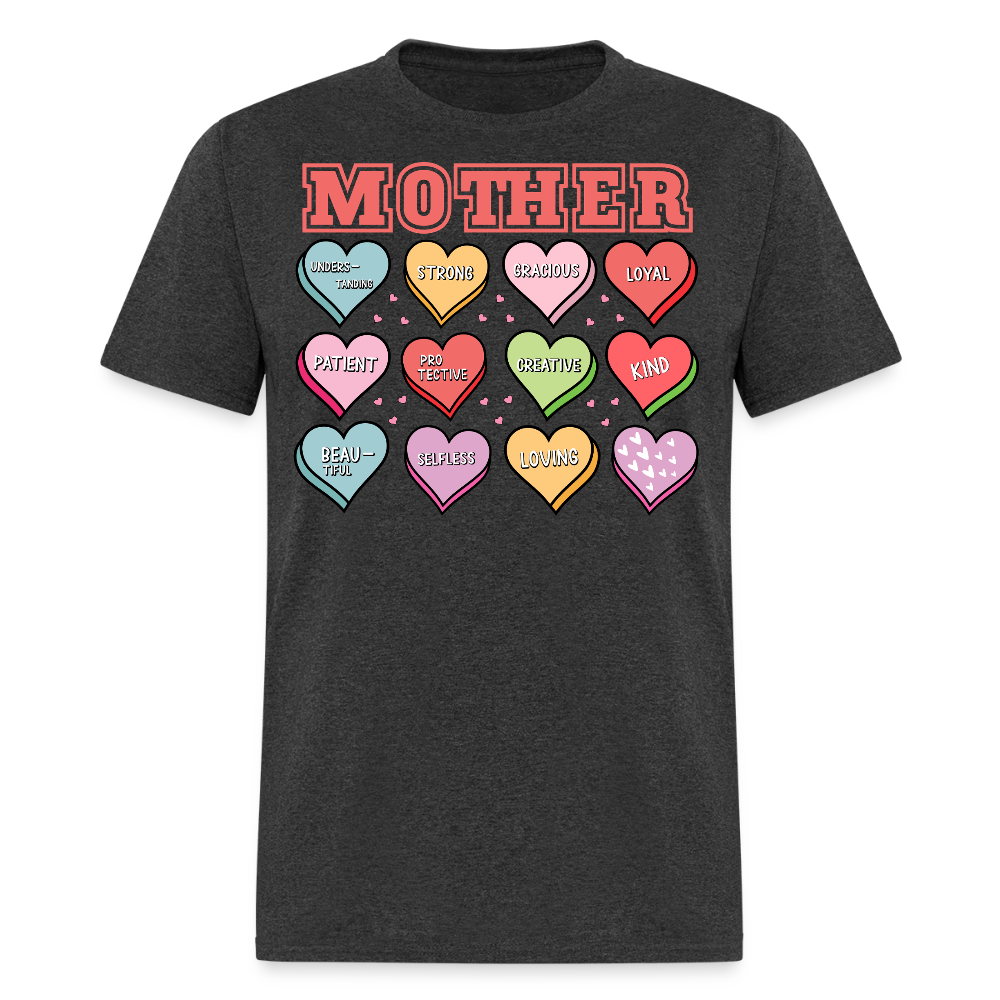 Best Mom Graphic Tee With Hearts T-shirt - heather black