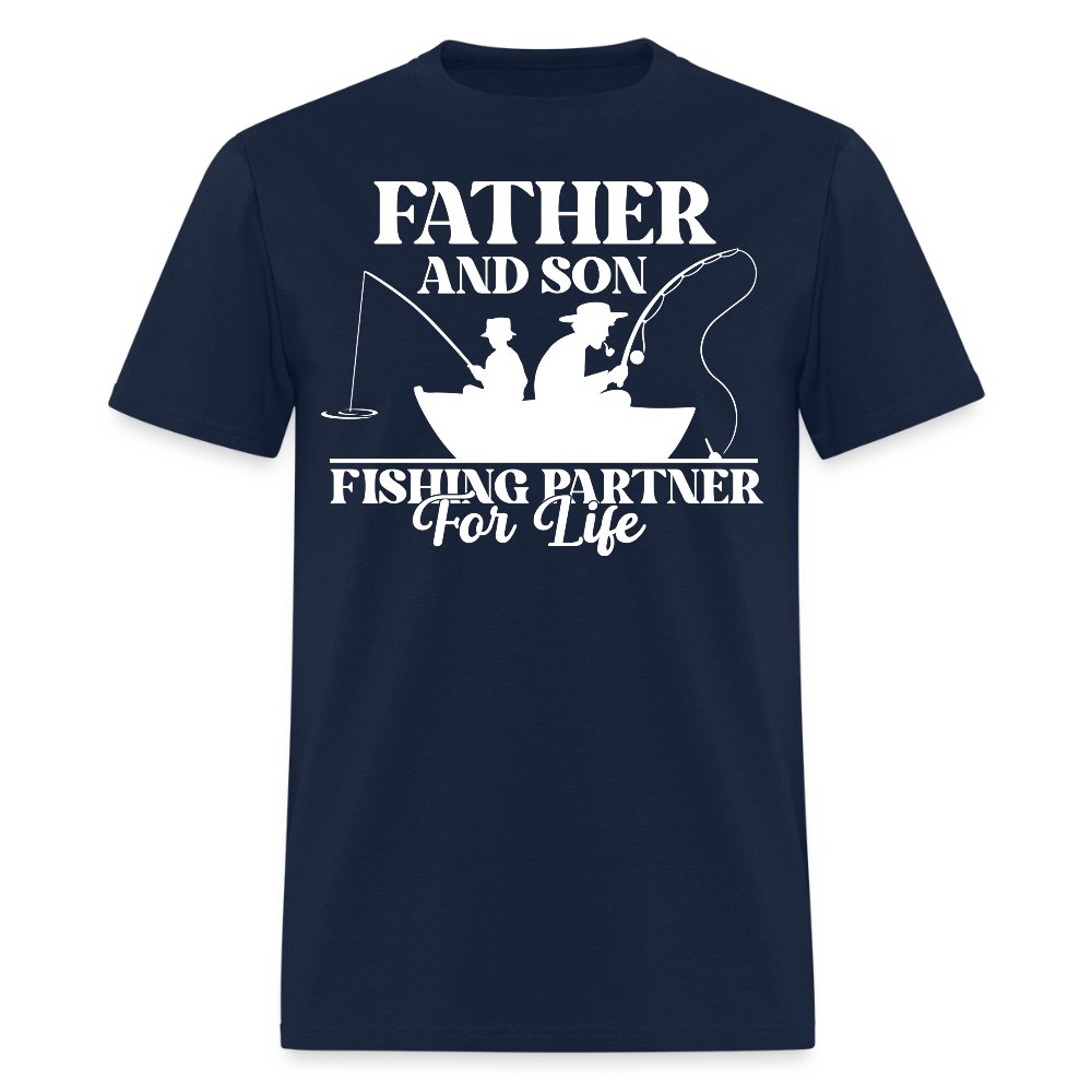 Father and Son Fishing Partner for Life T-Shirt - navy