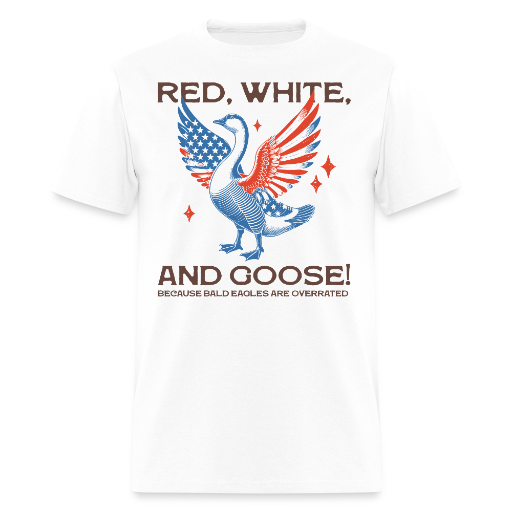 Red White And Goose 4th Of July Animal T-Shirt - white