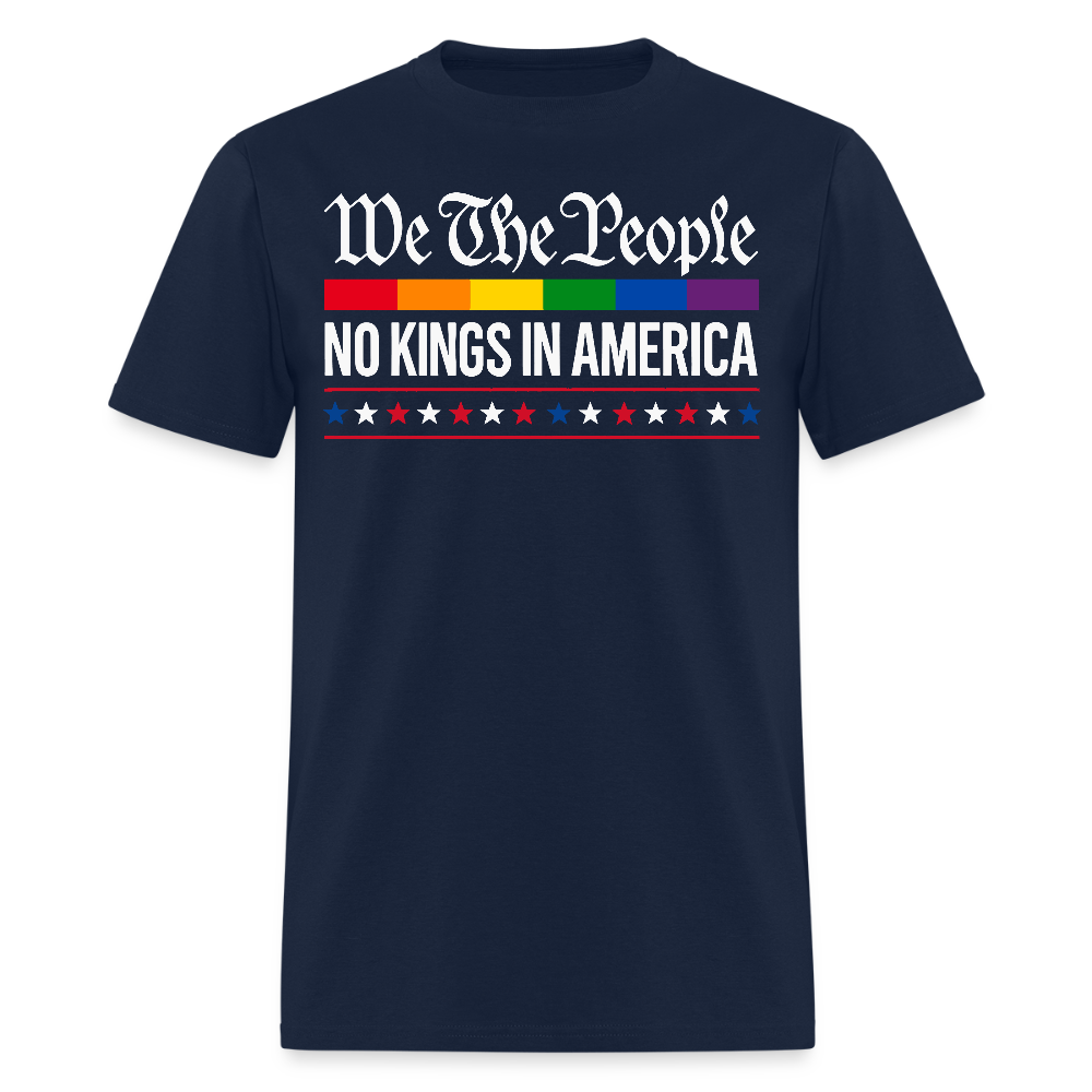 No Kings In America Rainbow Patriotic T-Shirt - navy