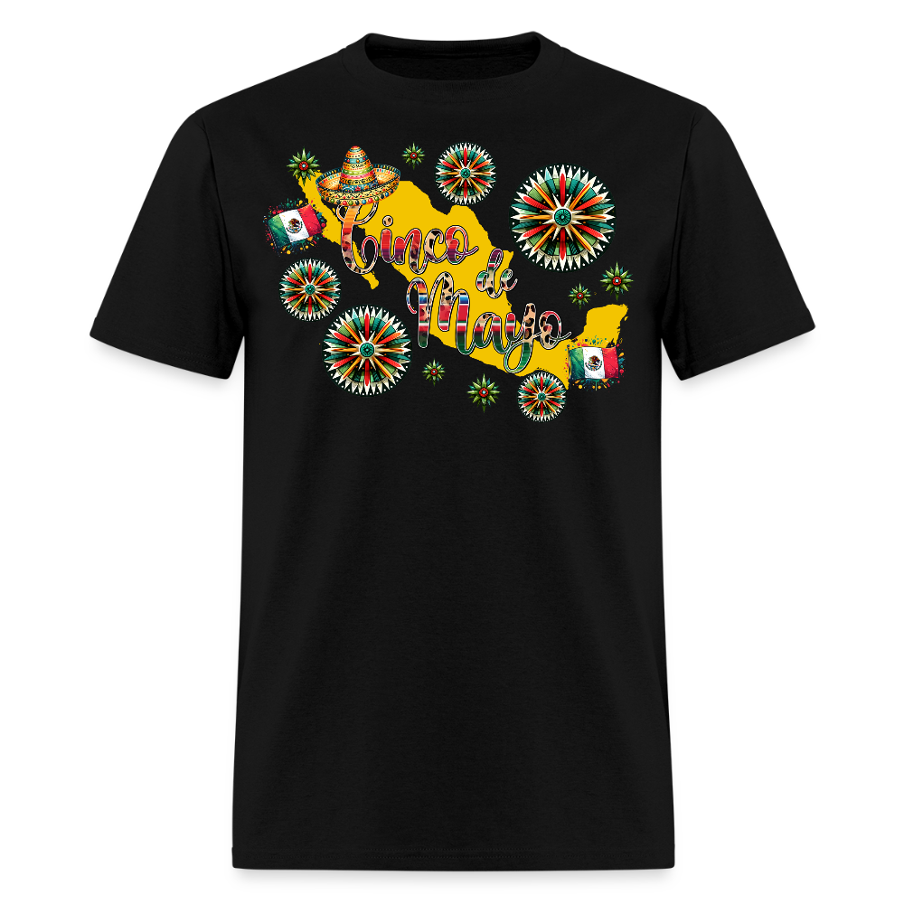Mexican Pride Tee For Cinco De Mayo Mexico Map Graphic T-shirt - black
