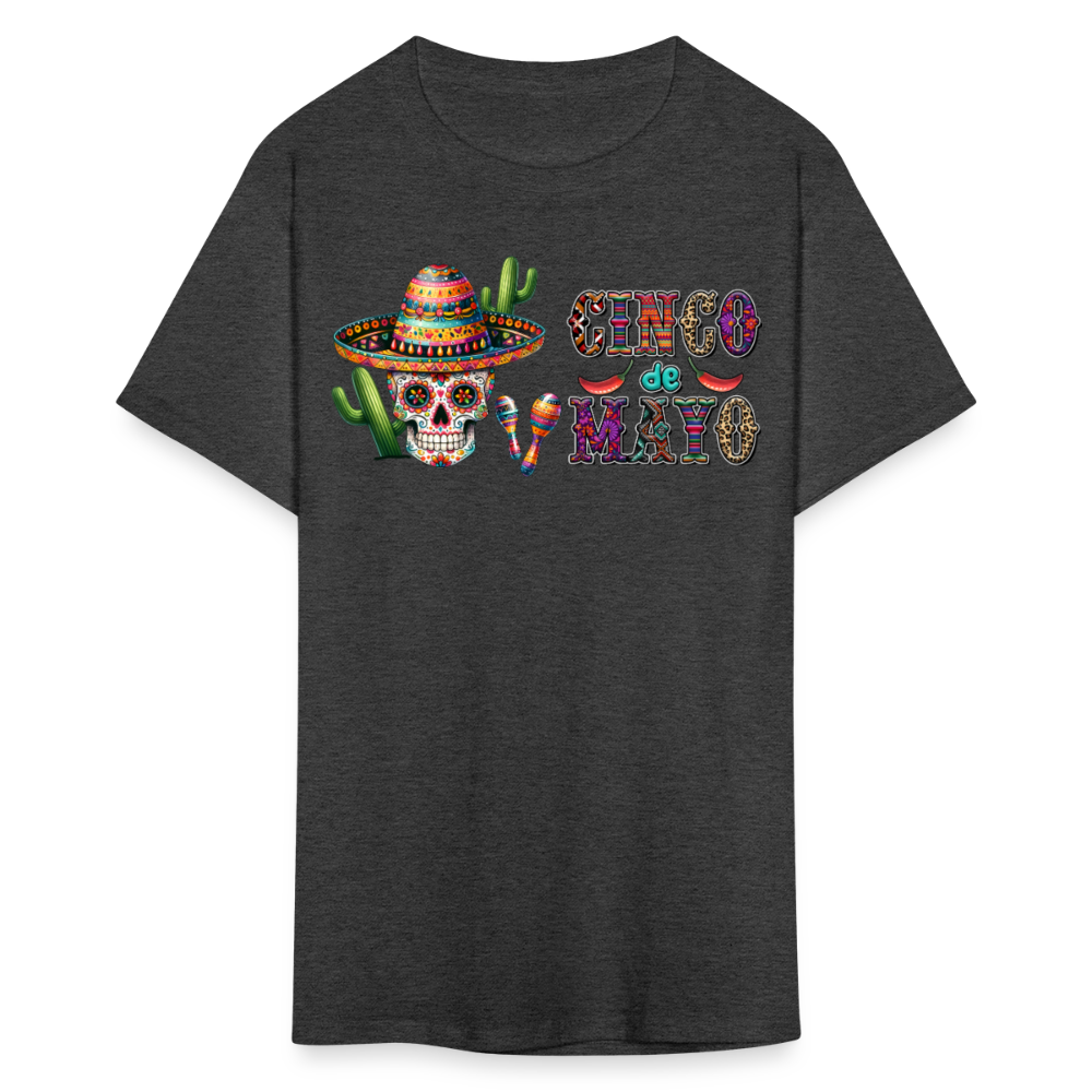 Cinco de Mayo Party Outfit Mexican Sugar Skull T-shirt - heather black