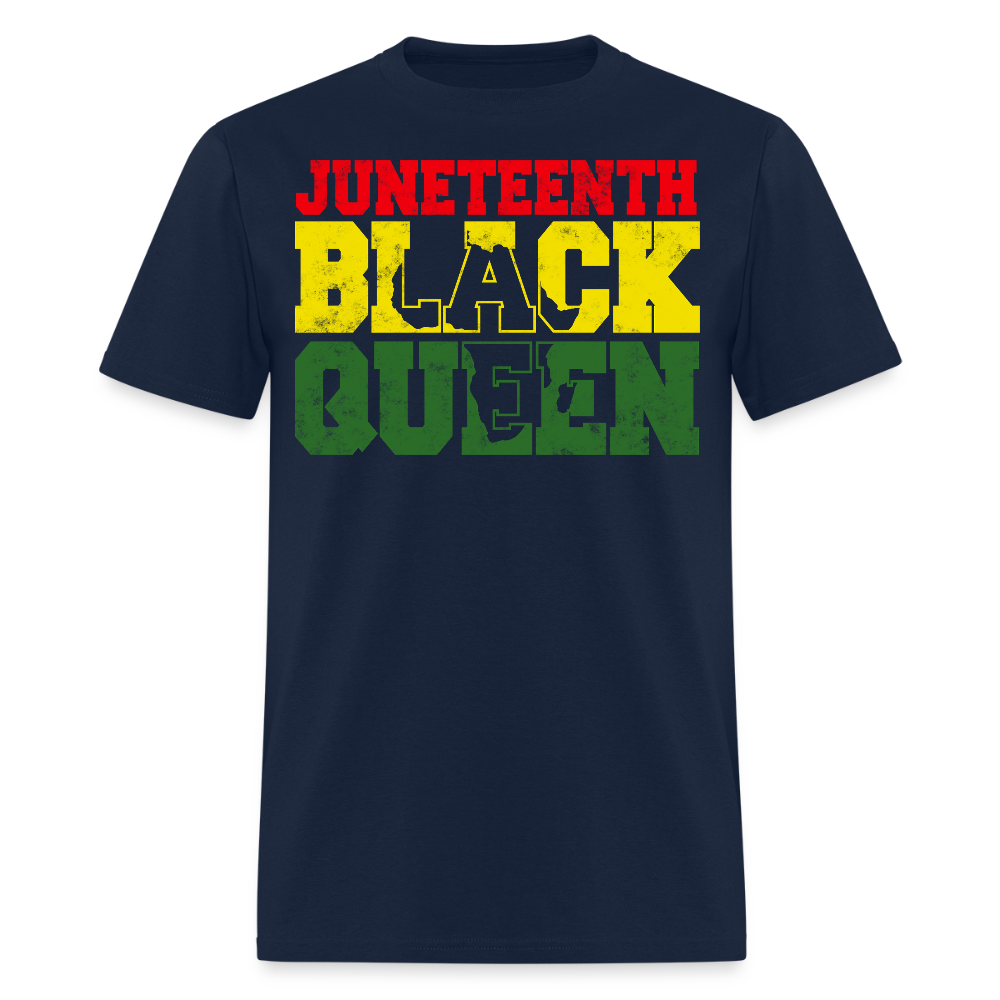 Juneteenth Black Queen African Pride T-Shirt - navy