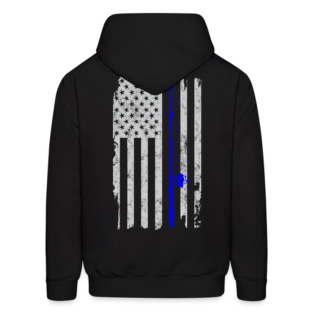 Thin Blue Line Patriotic Fishing Hoodie - black