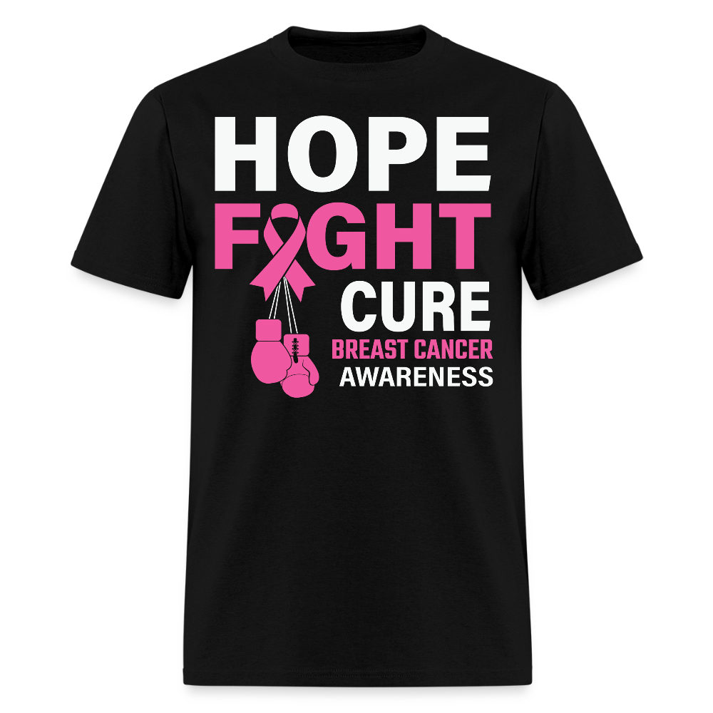 Hope Fight Cure Breast Cancer Awareness T-Shirt - black