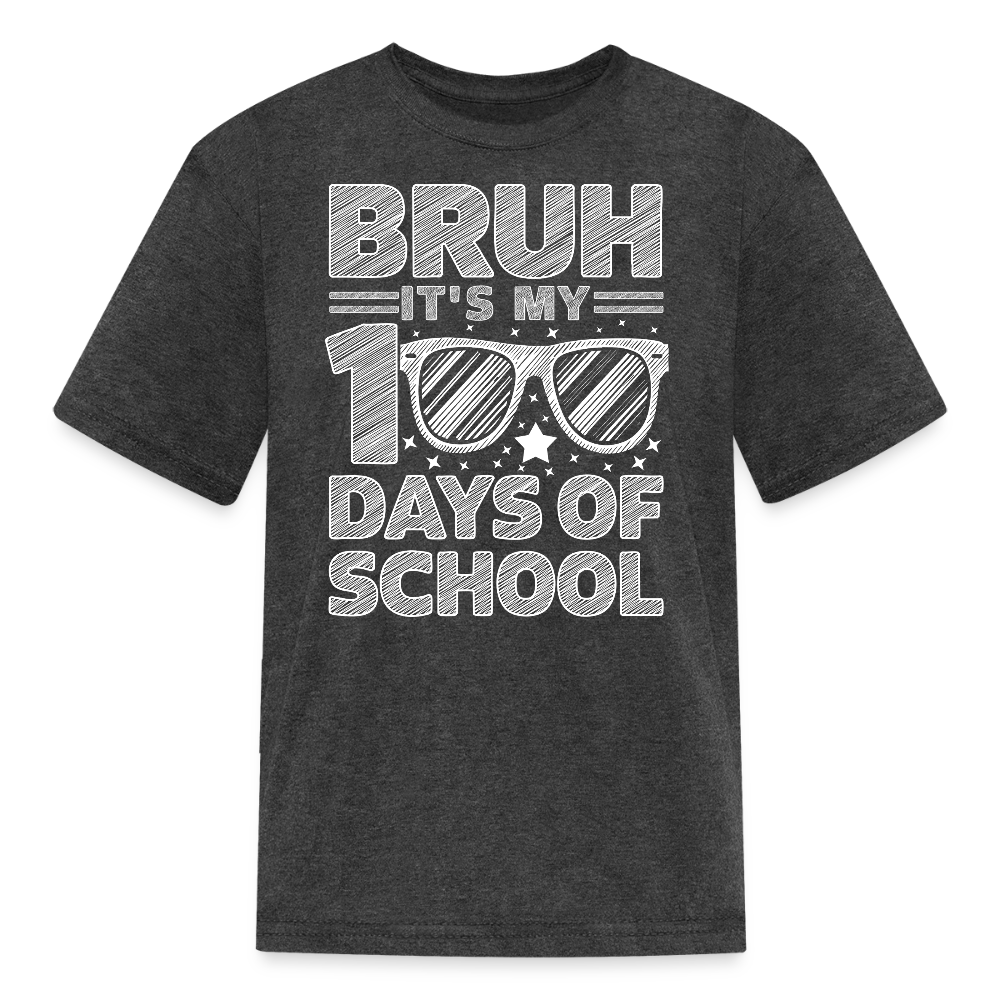 Cool School Milestone Tee Funny Bruh 100 Days Of School Kids' T-Shirt - heather black