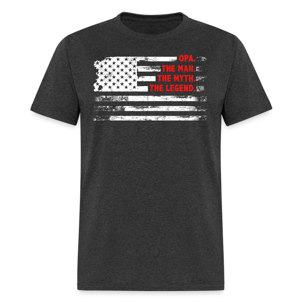 Opa The Man The Myth The Legend Funny Grandpa T-shirt - heather black
