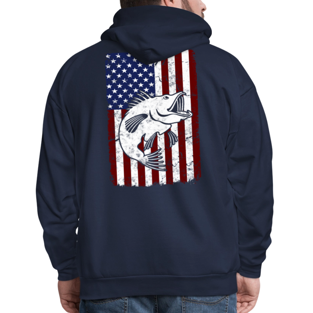 Patriotic Bass Fishing USA Fisherman Hoodie - navy