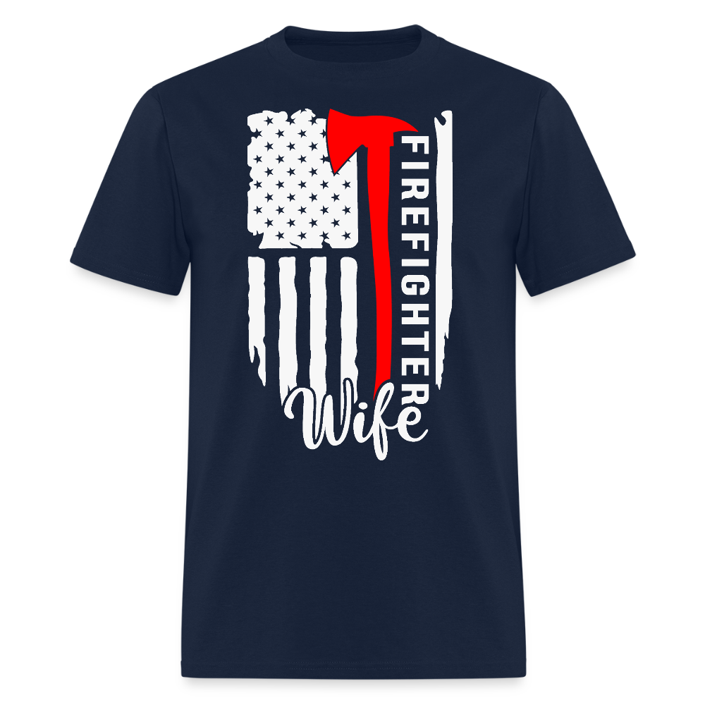 Patriotic Firefighter Wife T-shirt - navy