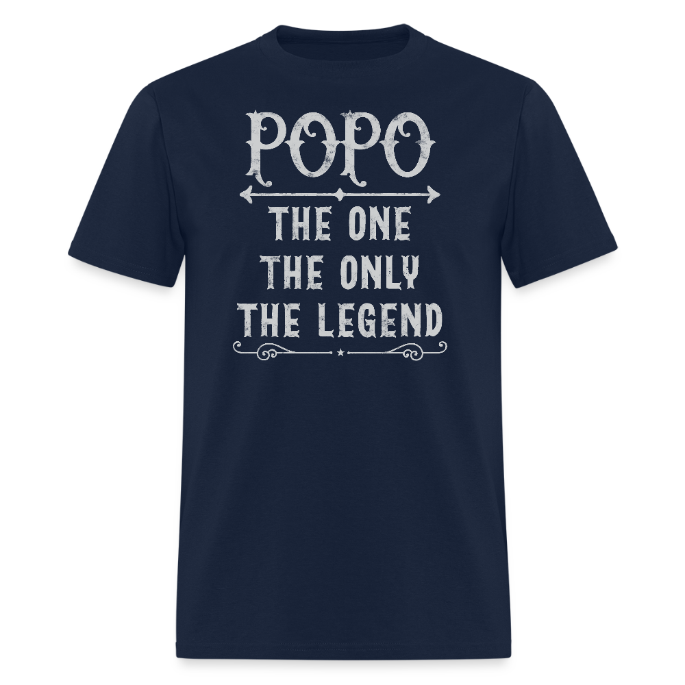Popo The One The Only The Legend Fathers Day T-Shirt - navy