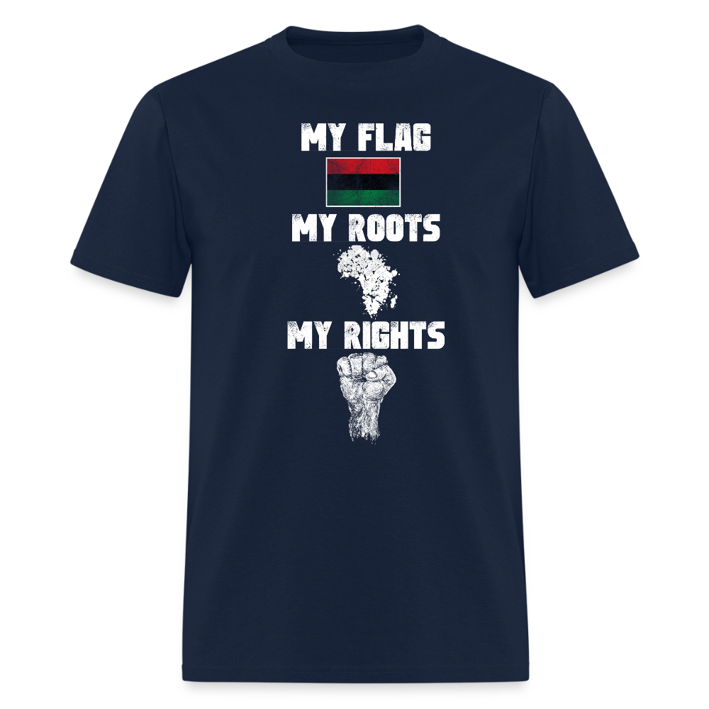 My Roots My Rights Pan African Flag T-Shirt - navy