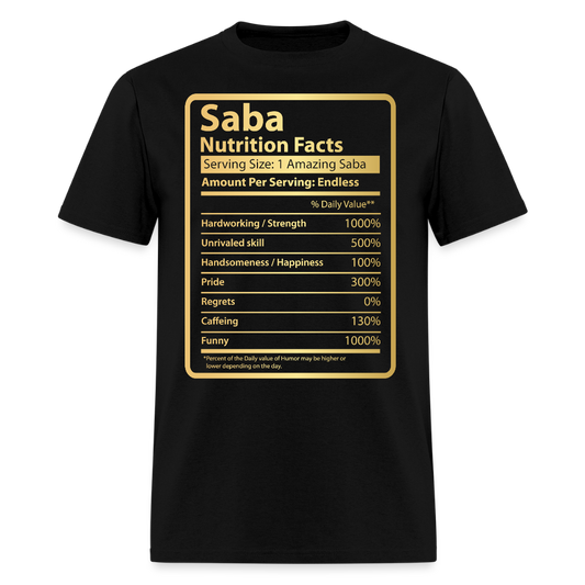 Nutrition Facts For Funny Saba T-shirt - black