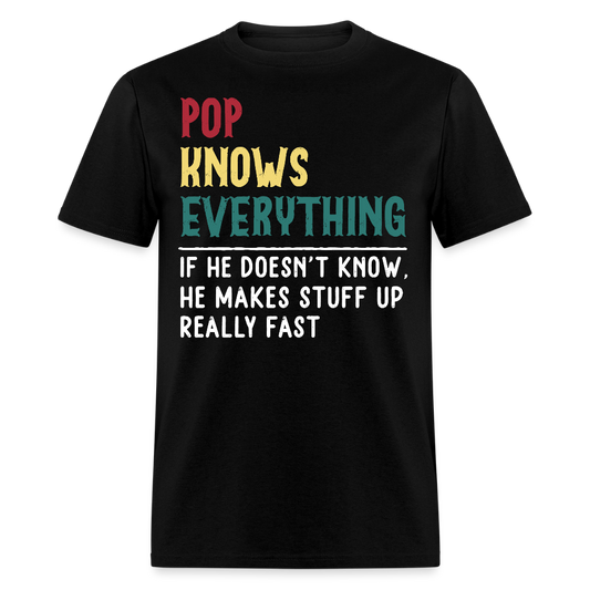 Funny Pop Knows Everything Best Grandpa T-shirt - black