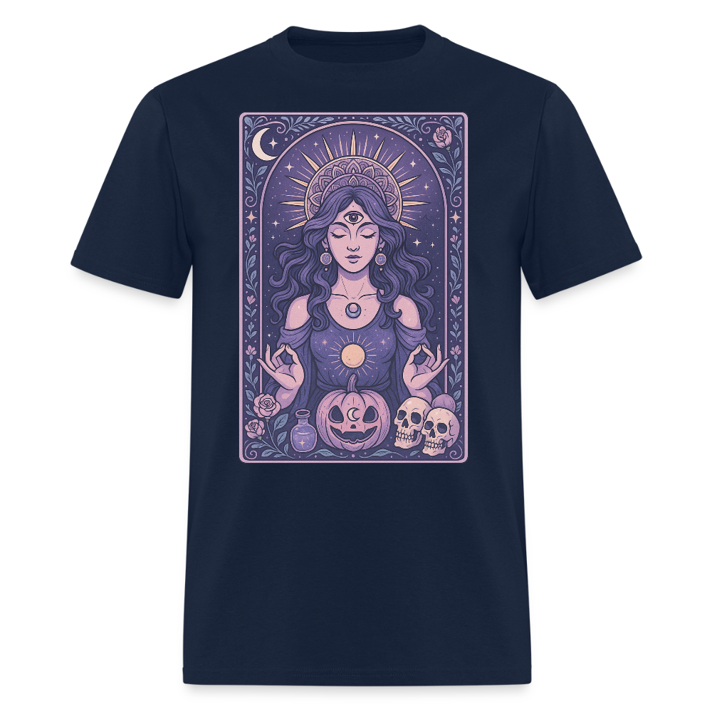 Mystical Tarot Tee with Pumpkins T-Shirt - navy