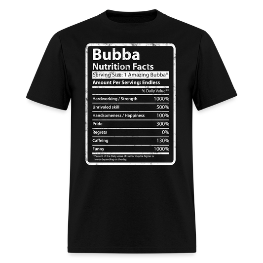 Personalized Bubba Nutrition Facts Gift T-shirt - black