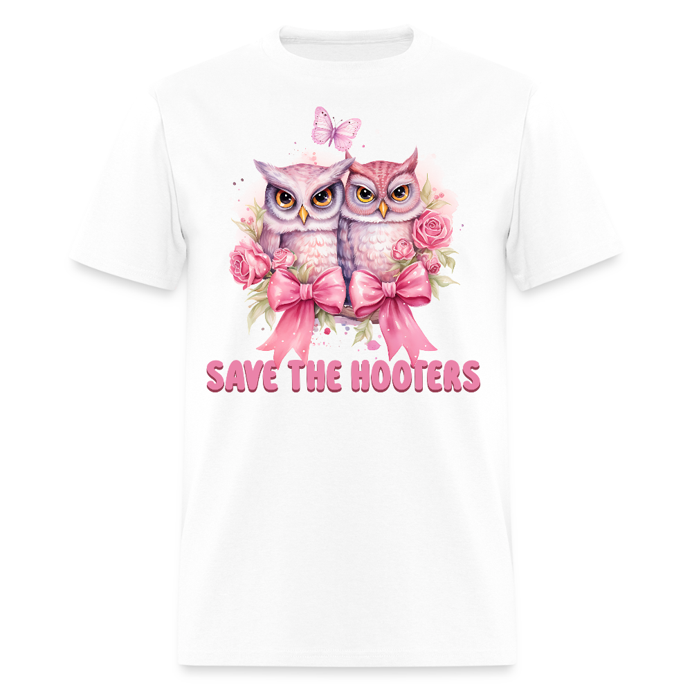 Save The Hooters Breast Cancer Awareness Owl T-Shirt - white