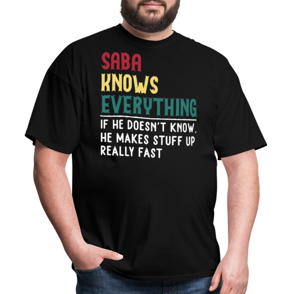 Saba Knows Everything Hebrew Grandfather T-shirt - black