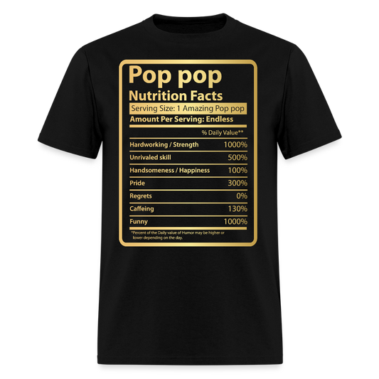 Funny Pop Pop Nutrition Facts Father’s Day T-shirt - black
