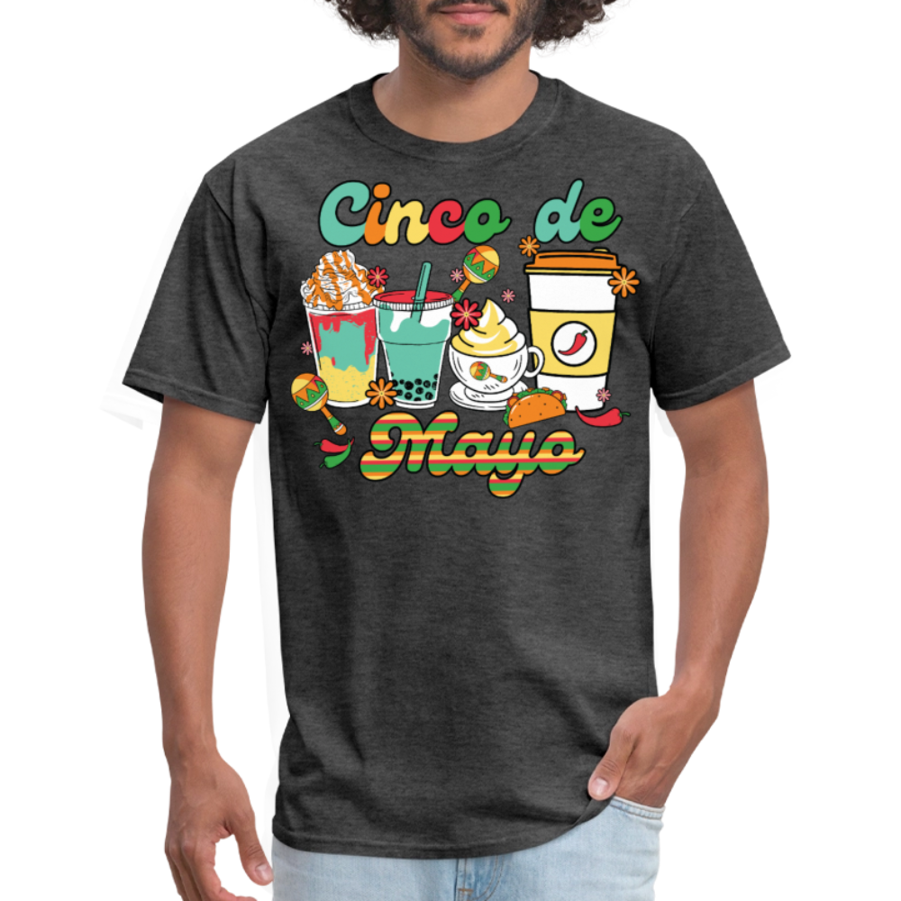 Mexican Holiday Drink Graphic Tee Cinco de Mayo Coffee Lover T-shirt - heather black