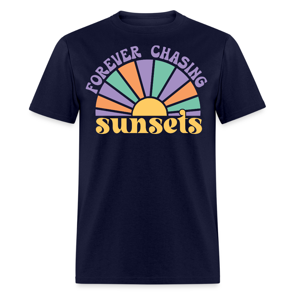 Forever Chasing Sunsets Hippie Vbe T-shirt - navy