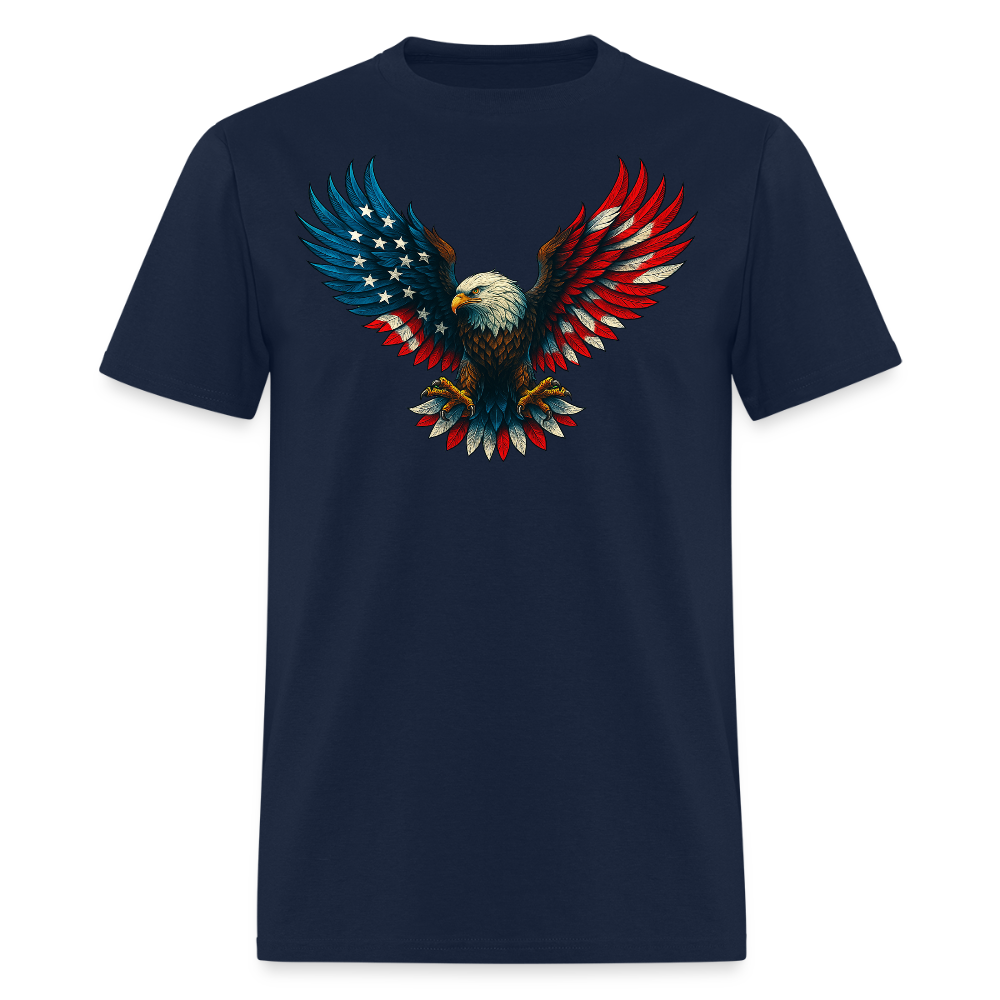 American Flag Patriotic Bald Eagle T-Shirt - navy