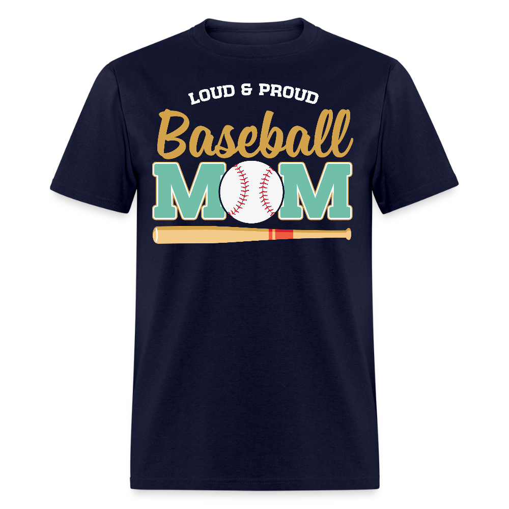 Loud And Proud Baseball Cute Mom T-shirt - navy