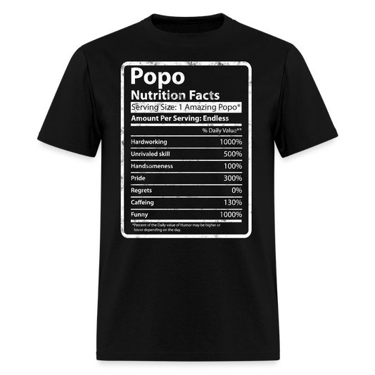 Funny Popo Nutrition Facts Grandparent T-shirt - black