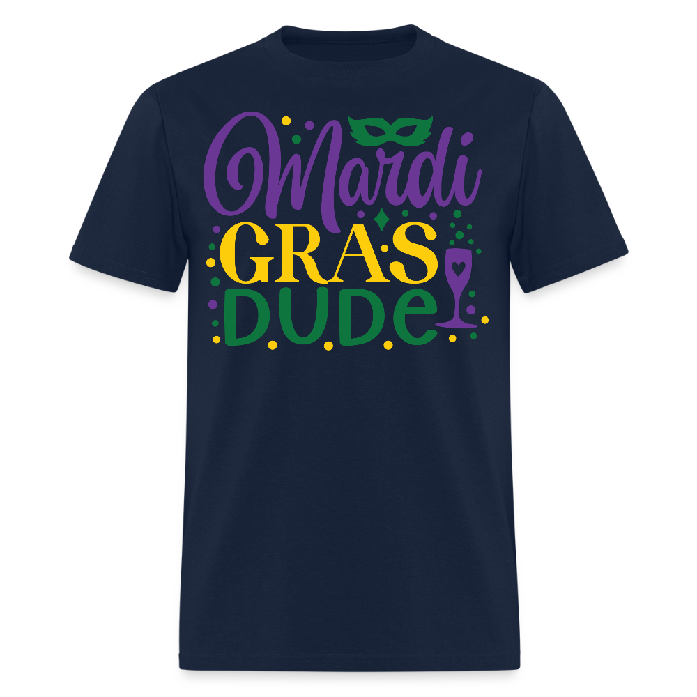 Unique Mardi Gras Dude Graphic T-shirt - navy