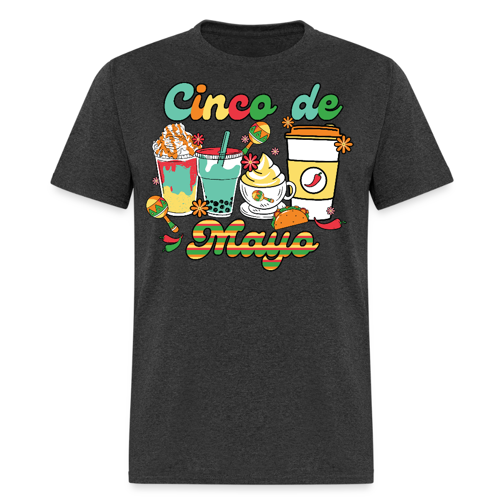 Mexican Holiday Drink Graphic Tee Cinco de Mayo Coffee Lover T-shirt - heather black