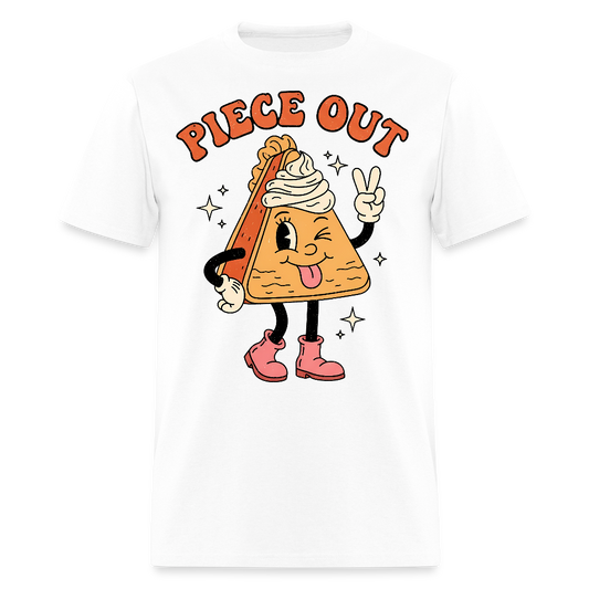 Piece Out Pie Funny Retro Food Thanksgiving T-Shirt - white