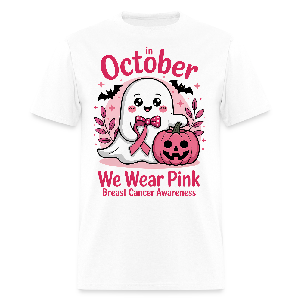 In October We Wear Pink Breast Cancer T-Shirt - white