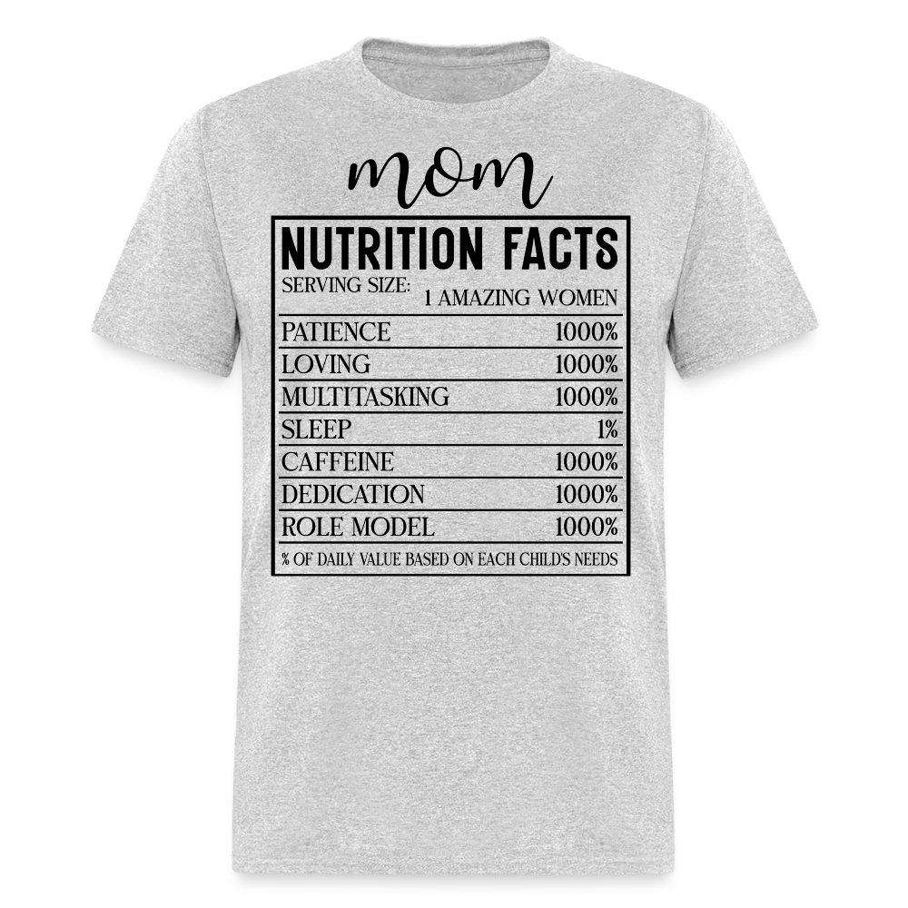 Funny Mom Nutrition Facts T-shirt - heather gray