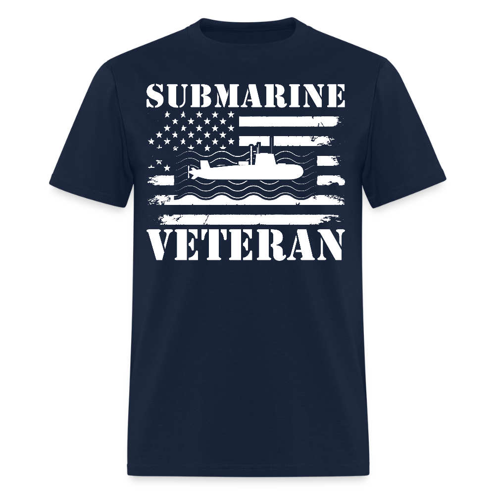 Submarine Veteran American Flag T-Shirt - navy