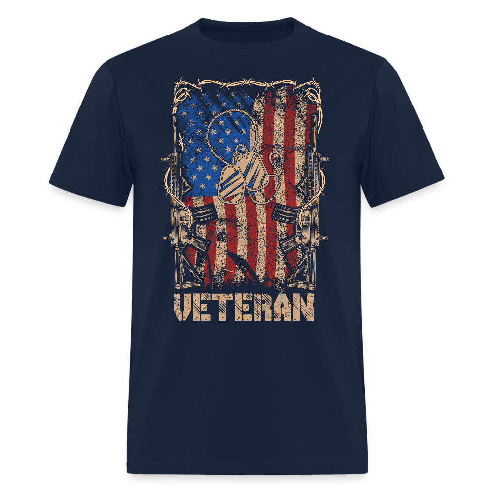 Veteran American Flag Tee Military Pride Gift for Veterans T-Shirt - navy